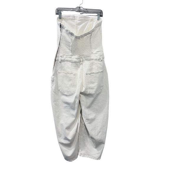 We The Free People NWOT Je Suis Pret Barrel Jumpsuit Size Large White Denim Zip - Picture 6 of 8
